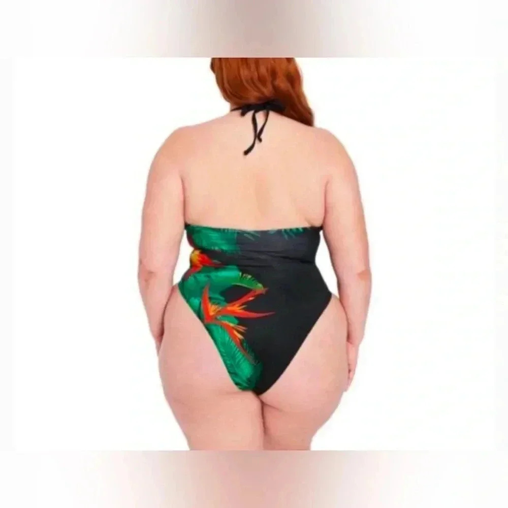 NWT Brand New Fredericks of Hollywood Women’s Cabarita Jungle Print One Piece - Picture 2 of 6